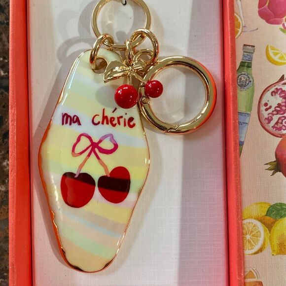 PIPER K Gold-Tone Keychain Bag Charm Cherry Ma Cherie - Picture 4 of 5